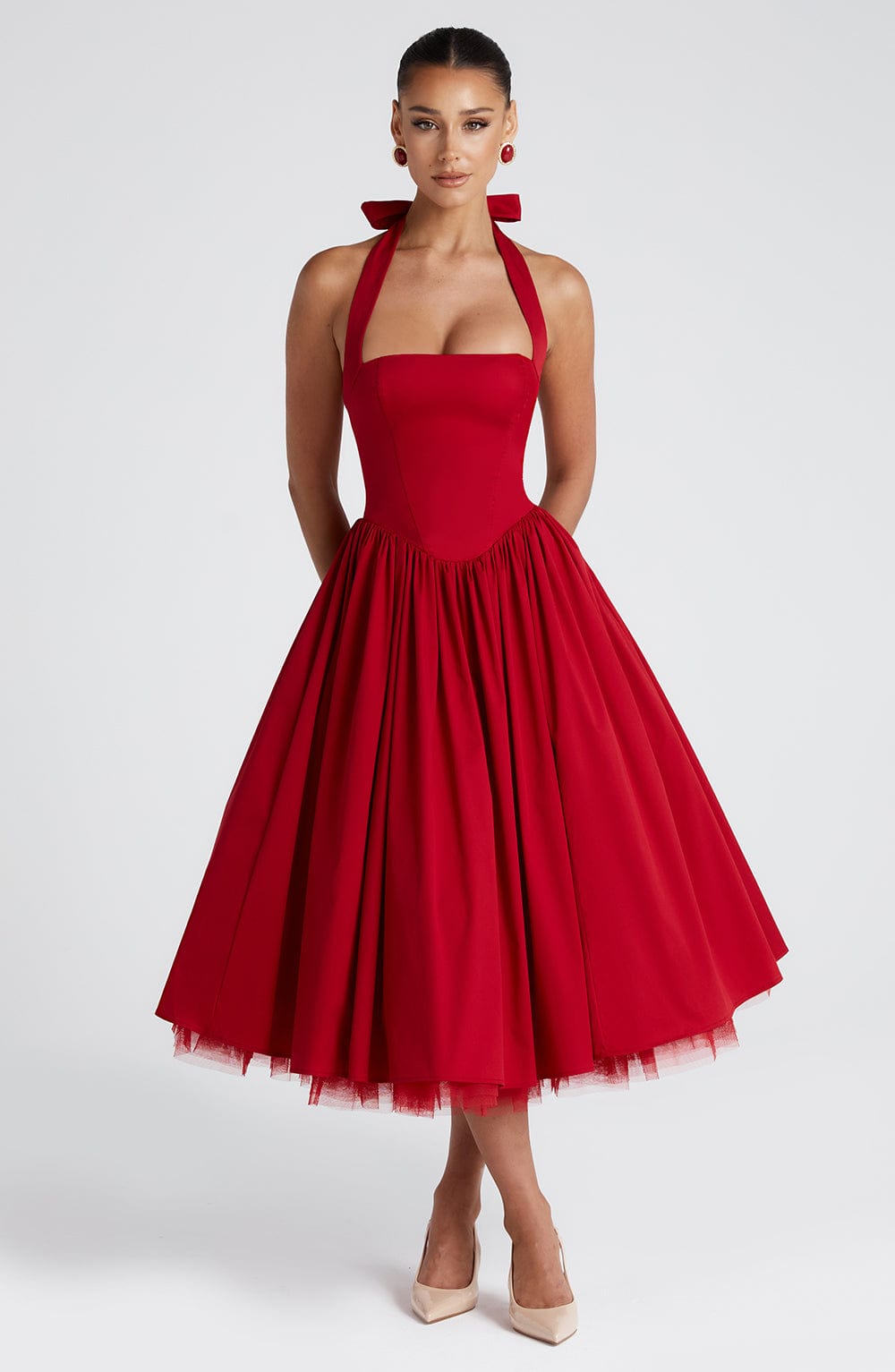 Enyo – Figurbetontes Midikleid im Business-Look – Seitenansicht